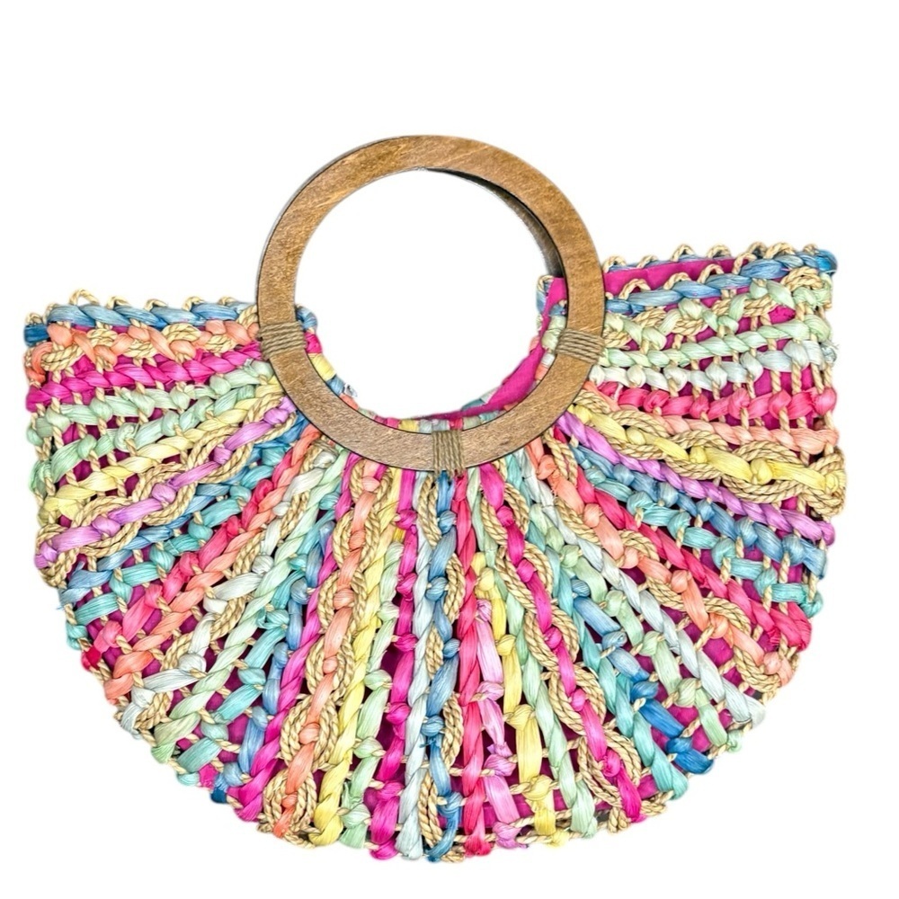 Cappelli Straworld Straw Wood Handle Multicolor
Rainbow Bag Purse Tote - Picture 3 of 9